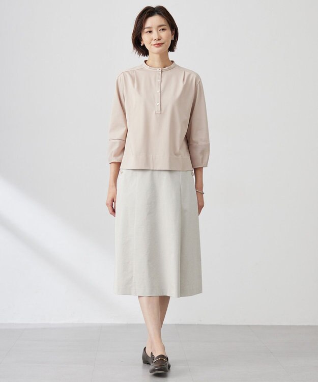 J.PRESS LADIES 【洗える】リネンツイル Aライン スカート ベージュ系