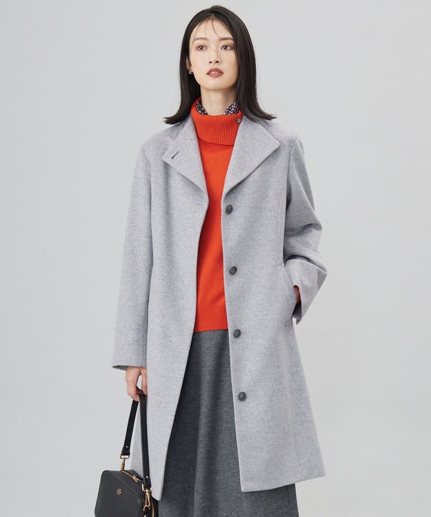 J.PRESS LADIES L Super150sAZAMIビーバー スタンドカラー コート グレー系