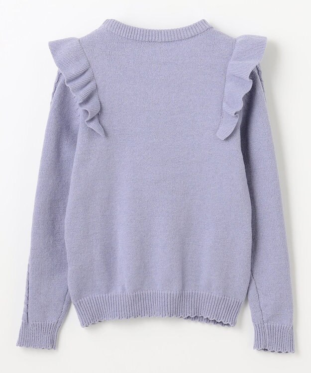 ANY KIDS 肩フリルハートケーブルニット サックスブルー