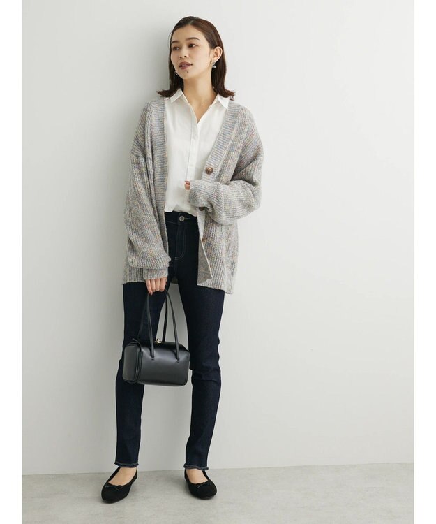 Green Parks Ｍｉｘカラーニットゆるカーディガン White