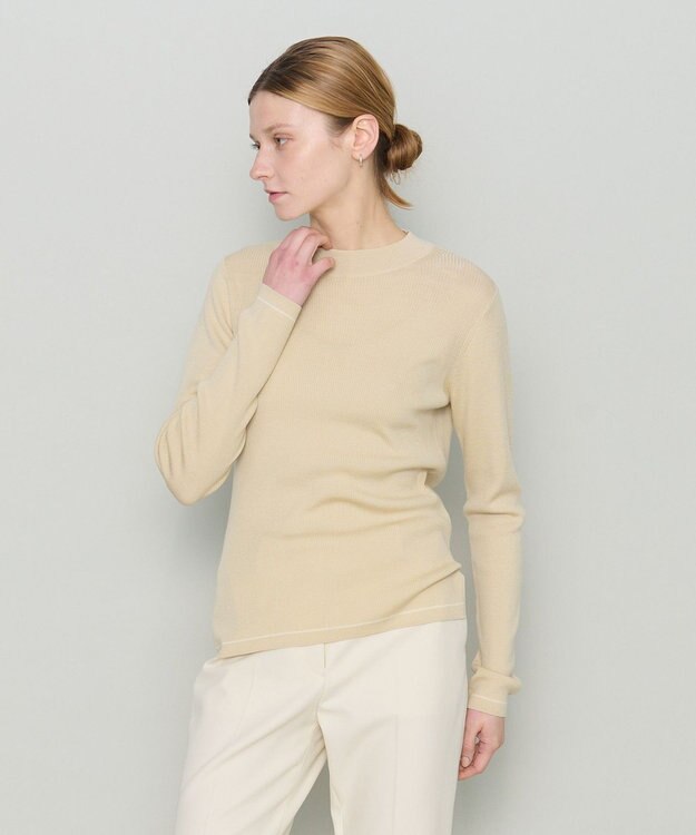 JOSEPH 【洗える】ウールリブ　ラウンドネックニット Pale Olive