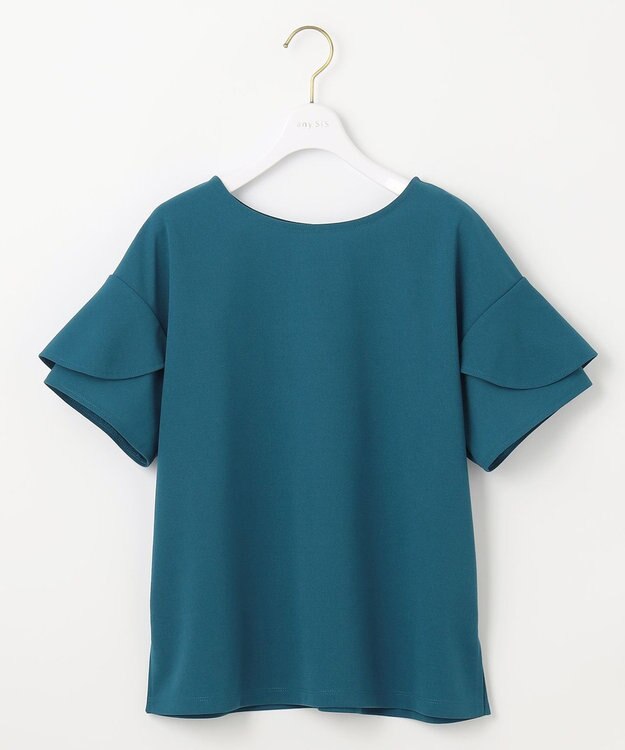 ANY SIS L 【前後着用・UVケア・洗える】2WAYジョーゼットジャージーフリル カットソー グリーン