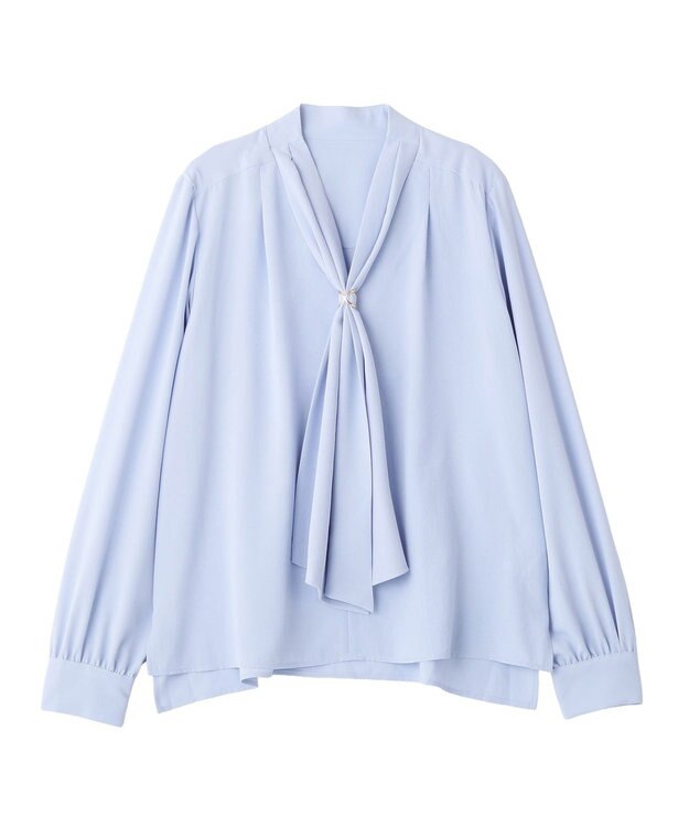 YECCA VECCA スカーフリング付きボウタイブラウス Sax