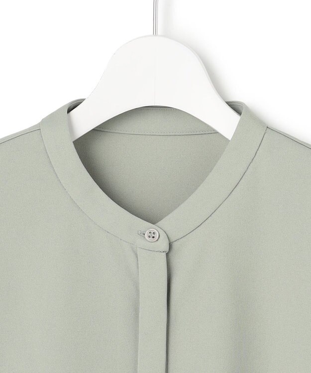 ICB 【洗える】イージージョーゼット バンドカラーカットソー スモークグレー系