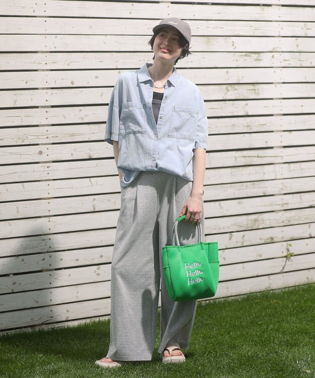 Green Parks 半袖シアーデニムシャツ Light Indigo