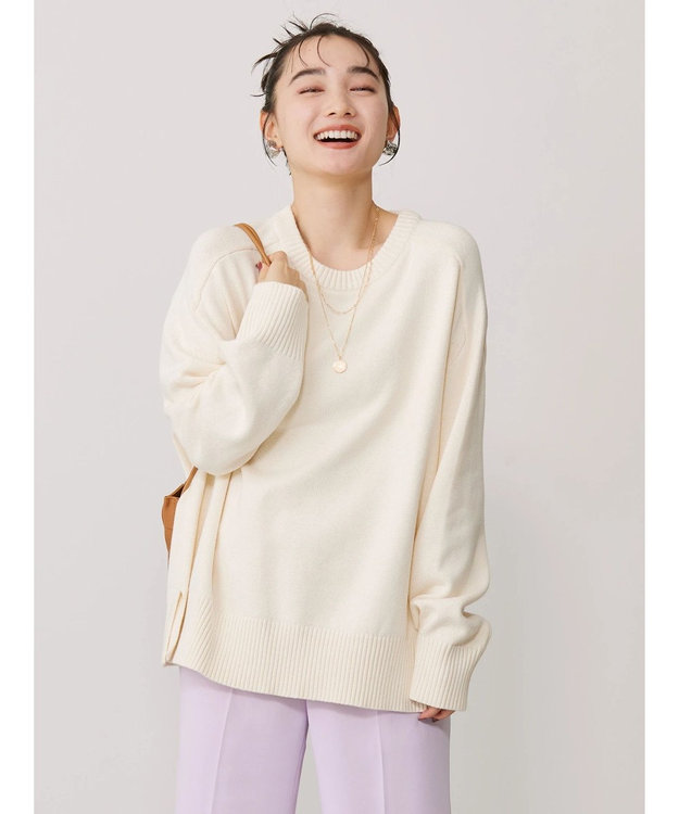 AMERICAN HOLIC クルーネックＢＩＧニットプルオーバー Off White