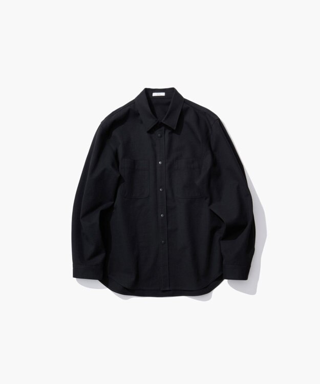 ATON HARD WASHED COTTON | シャツジャケット - UNISEX BLACK