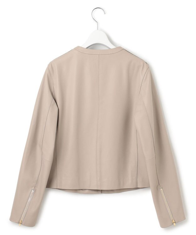 23区 S ラムレザー ノーカラージャケット グレージュ系