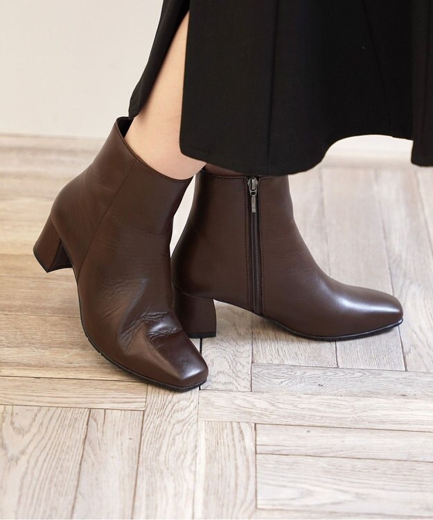 Pointer 【石岡真実さん着用】本革ショートブーツ ダークブラウン
