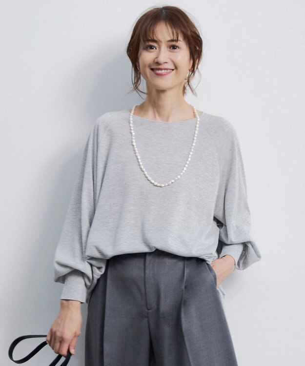 自由区 L 【洗える】ラメシアー トップス シルバー