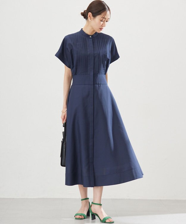 組曲 S 【洗える・ドライタッチ】シアーボイルフロントタック ワンピース ネイビー系