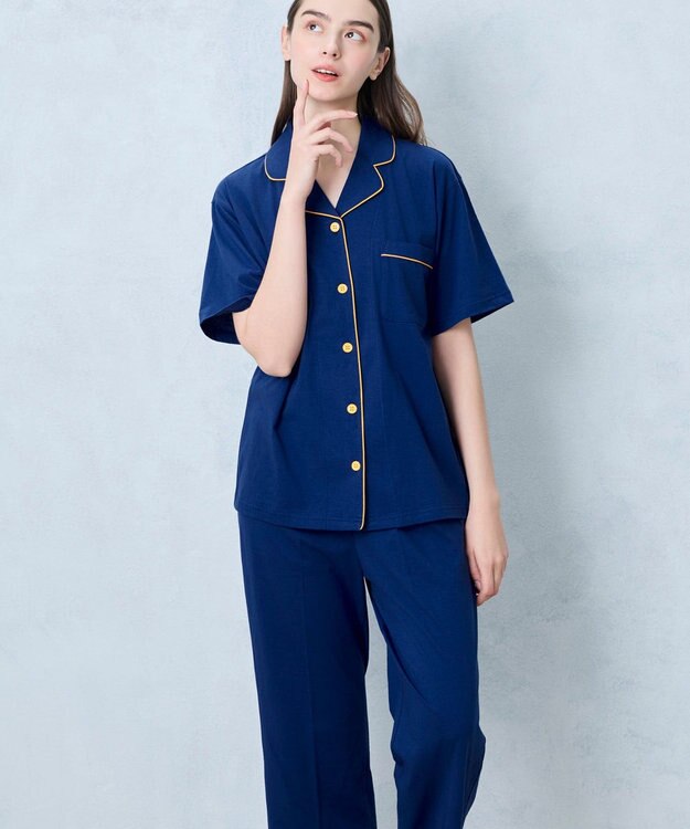 une nana cool 【綿100％】40ハイゲージ天竺半袖パジャマ MADE WITH LIBERTY FABRIC OB