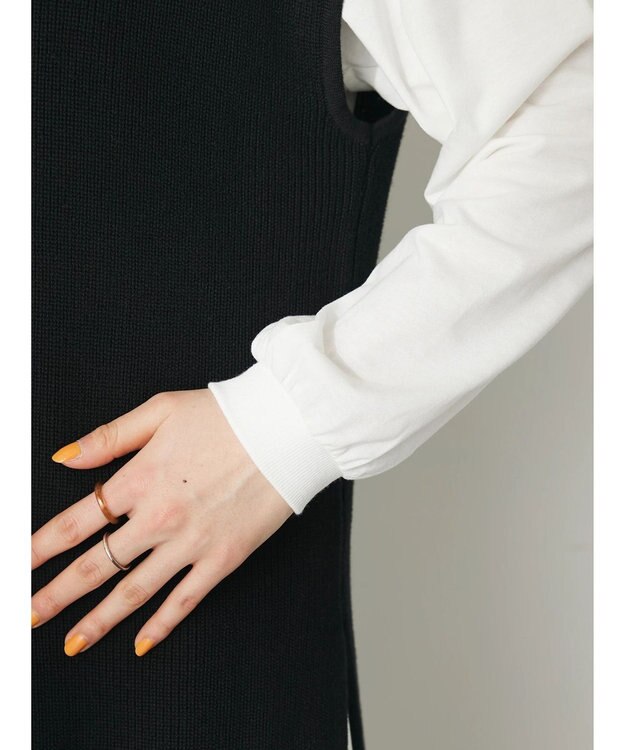 CRAFT STANDARD BOUTIQUE 【２点セット】片畦ニットベスト＋ロンＴＥＥ Black