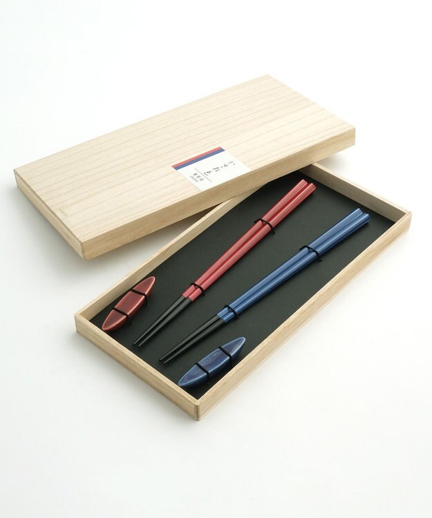 たち吉 【たち吉】かさね色箸・箸置セット葡萄染〈箸2膳・箸置2個〉 ブルー