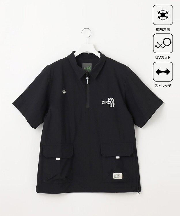 PW CIRCULUS 【機能性素材 TM ICE 使用】【MEN】ハーフジップ シャツ ブラック系