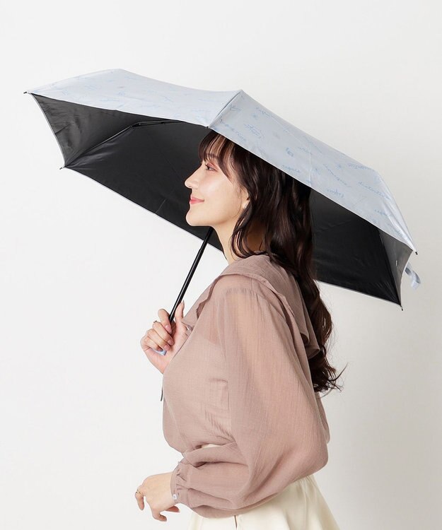 MOONBAT 【一級遮光/晴雨兼用】LANVIN en Bleu (ランバン オン ブルー) 折りたたみ日傘 ラインドローイング 遮光 遮熱 UV ライトグレー