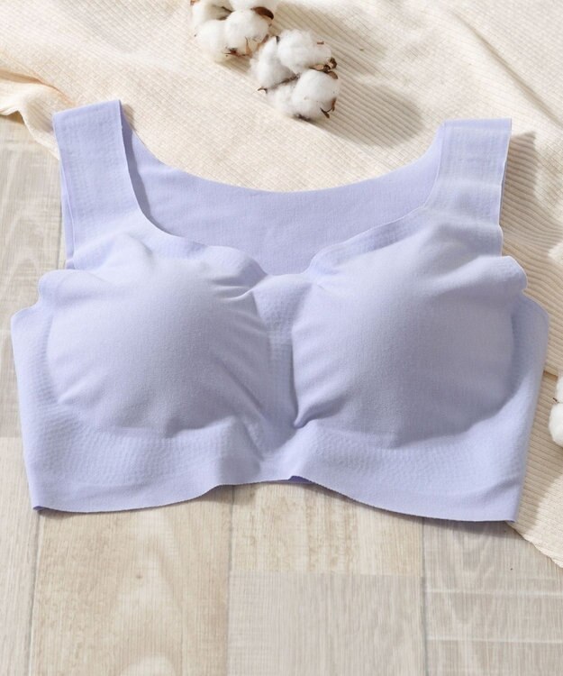 Wing ノンワイヤーブラ 【綿の贅沢】 綿混素材 ラクなのにきれい ハーフトップ KB1031 ウイング／ワコール パープル