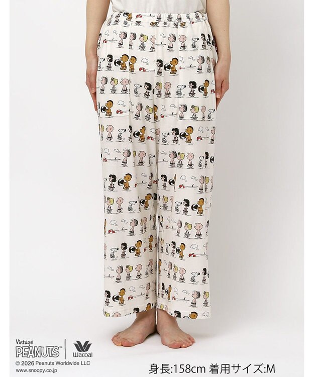 WACOAL PEANUTS ボトムス 8分丈 綿100%(本体) スヌーピー レディース FOT269 /ワコール アイボリー