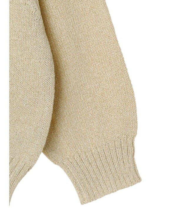 Green Parks ラメ５分袖コンパクトニットプルオーバー Gold