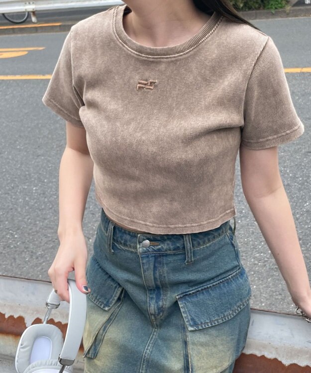 WEGO ヴィンテージウォッシュリブT ブラウン