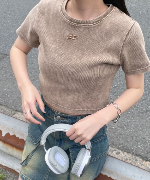 WEGO ヴィンテージウォッシュリブT ブラウン