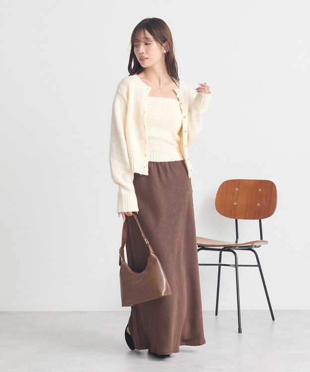 earth music&ecology 【セット2点】SET2点フラワースパンコールカーデ＋ビスチェ Ivory