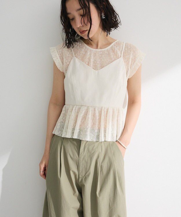 Green Parks ・ＥＬＥＮＣＡＲＥ　ＤＵＥ　ドッキングレースブラウス