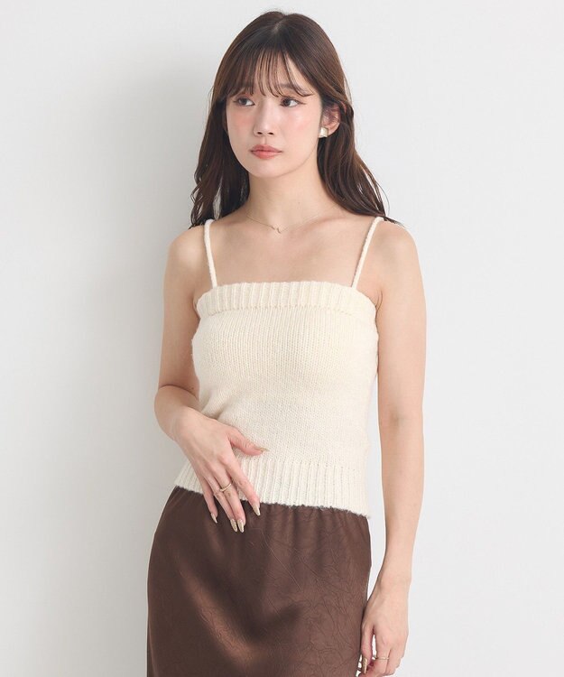 earth music&ecology 【セット2点】SET2点フラワースパンコールカーデ＋ビスチェ Ivory