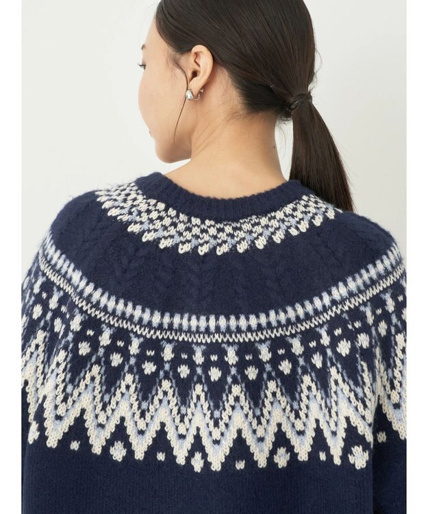 earth music&ecology オーロララメノルディックチュニック Navy