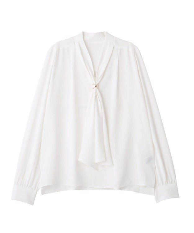 YECCA VECCA スカーフリング付きボウタイブラウス Off White