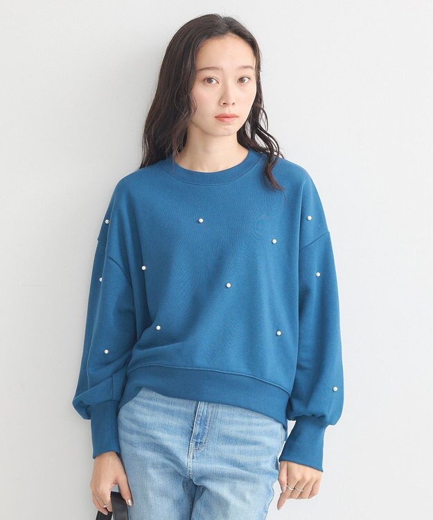 earth music&ecology パールプルオーバー Blue Green