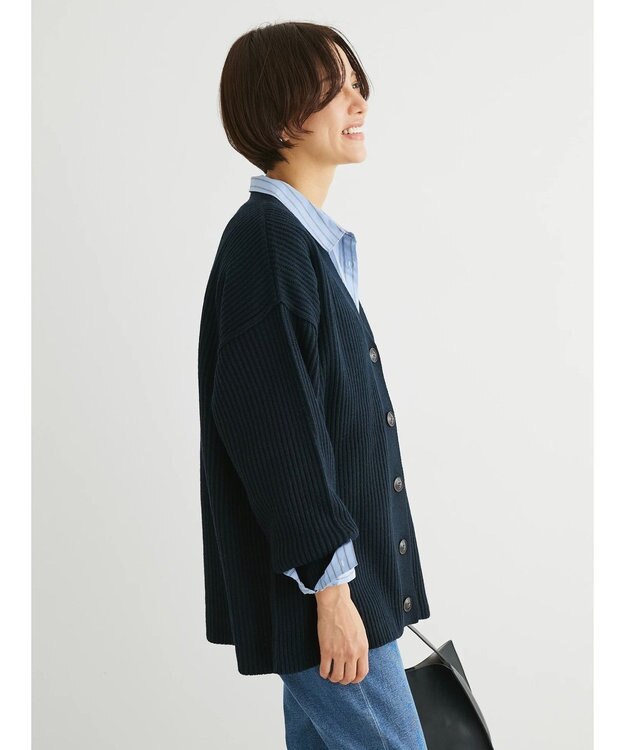 Green Parks 洗える　Ｖネックニットカーディガン Dark Navy