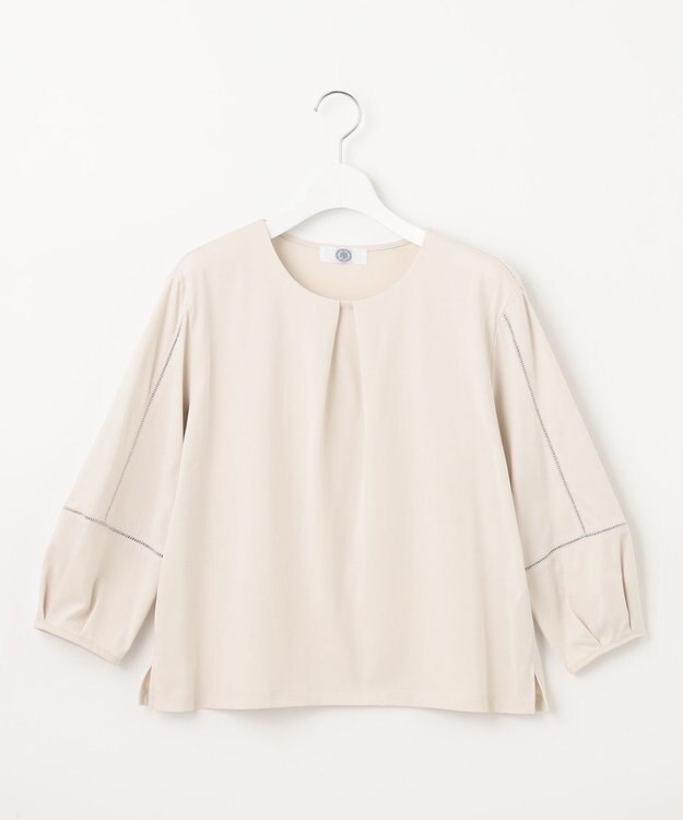 J.PRESS LADIES 【洗える】プレーティングジャージー フロントタック カットソー グレージュ系