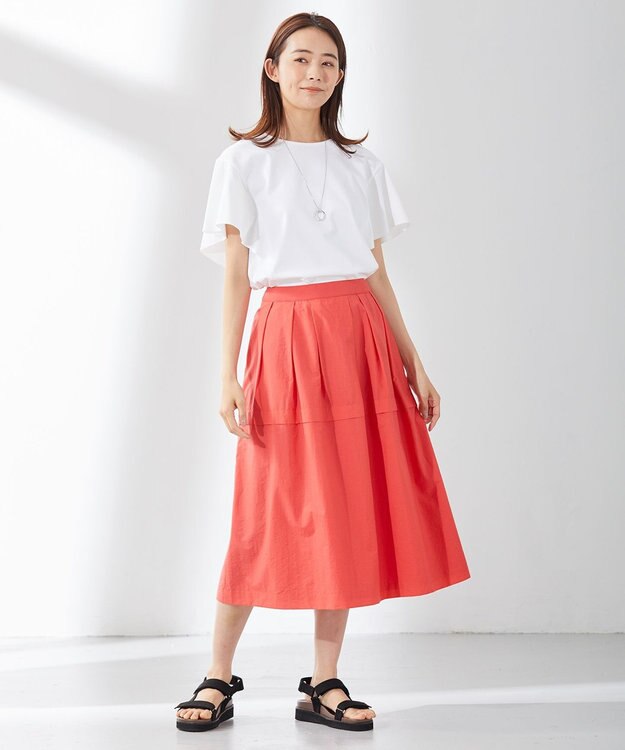 J.PRESS LADIES 【WEB限定カラーあり・洗える】ライトタフタ フレアー スカート オレンジ系