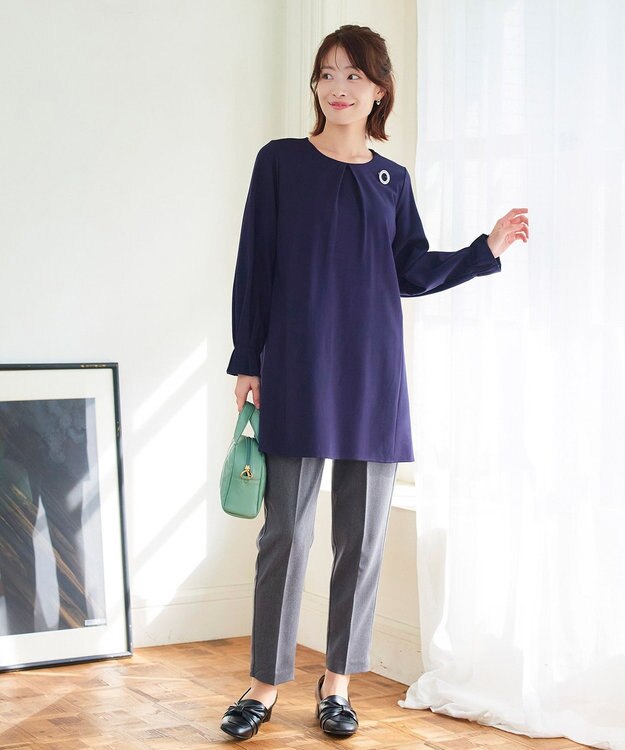 Tiaclasse 【小倉優子さん着用・洗える】カラーテーパードパンツ チャコールグレー