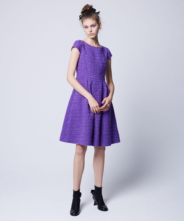 TOCCA CHIFFON TWEED ドレス パープル系