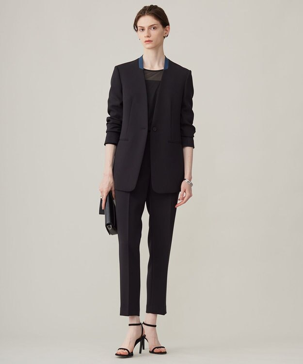 ICB L 【洗える】 マットトリコットチュール シアーカットソー ブラック系