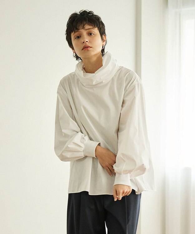 #Newans リラックスフィットタートルネックブラウス ホワイト