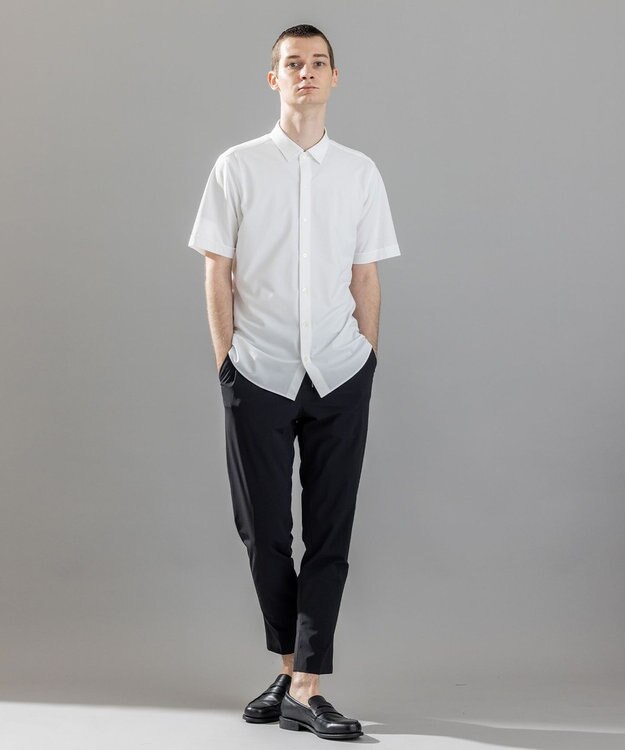 JOSEPH HOMME 新素材【接触冷感性/防しわ性/ストレッチ/洗える/撥水加工】トリコソリッドストレッチ ドロスト付きテーパードパンツ / PEGG CONVERTIBLE ブラック系