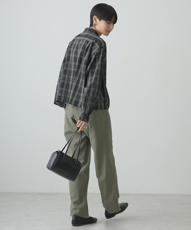 AMERICAN HOLIC イージーケアショート丈チェックシャツ Black