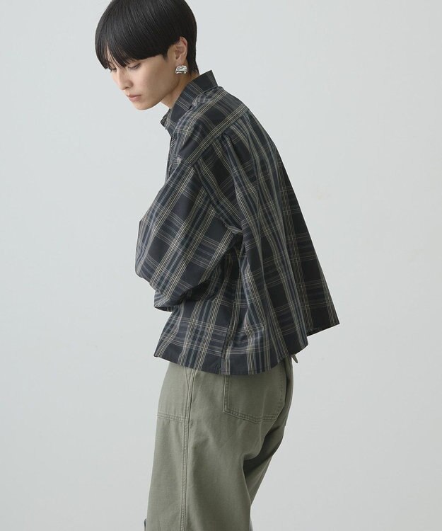 AMERICAN HOLIC イージーケアショート丈チェックシャツ Black