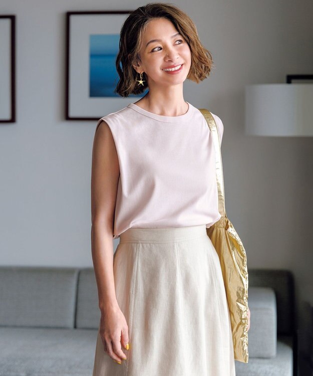 UNFILO ドライタッチフライス ノースリーブT ライトピンク