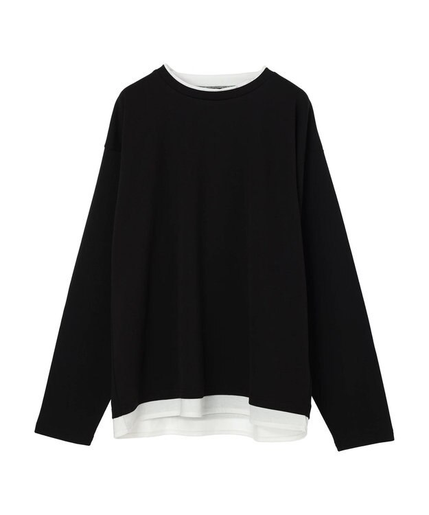 CRAFT STANDARD BOUTIQUE 梨地カットフェイクレイヤードＬ／Ｓ　ＴＥＥ Black