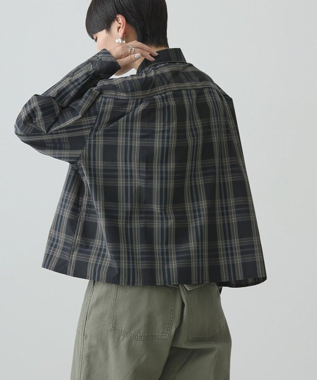 AMERICAN HOLIC イージーケアショート丈チェックシャツ Black