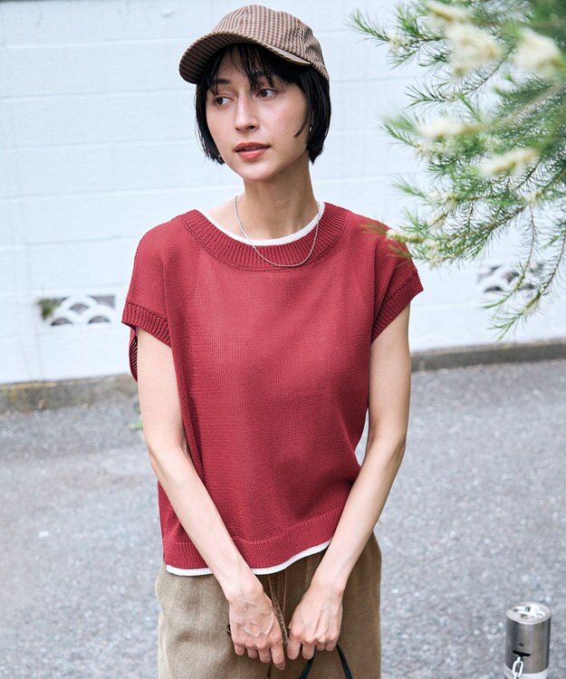 ANY ラミータッチフレンチスリーブニット