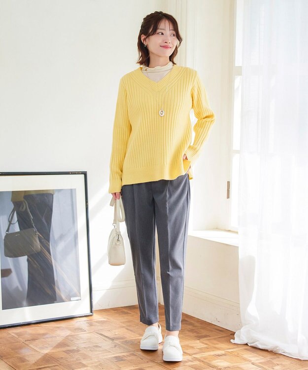 Tiaclasse 【小倉優子さん着用・洗える】カラーテーパードパンツ チャコールグレー