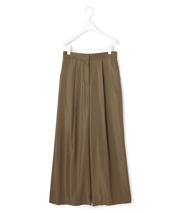 ICB L 【接触冷感・UVケア・速乾・洗える】シルクエステルタフタ ワイドパンツ カーキ系