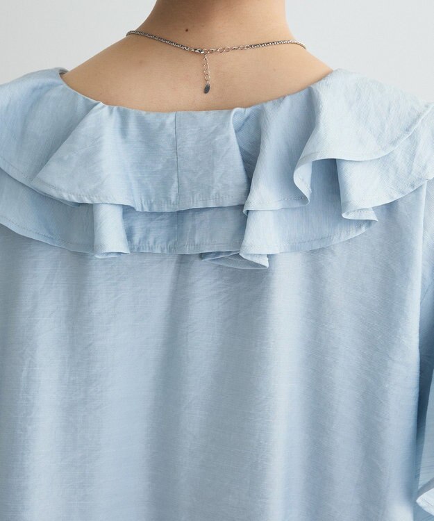 Green Parks ビッグカラーフリルブラウス Sax