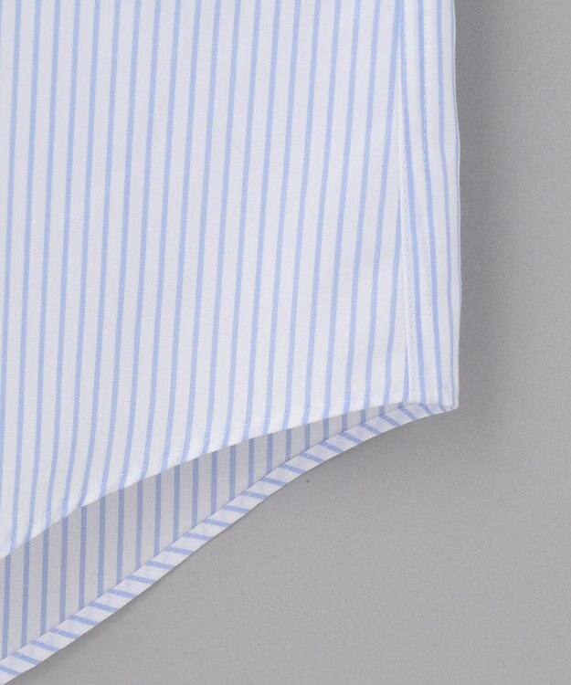 GOTAIRIKU 【形態安定】プレミアムプリーツシャツ_ワイドカラーストライプ サックスブルー系1