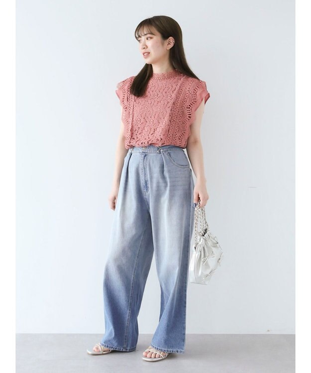 Green Parks ・Ｐｅｔｉｔ　Ｆｌｅｕｒ　フレンチレーシ－ブラウス Pink